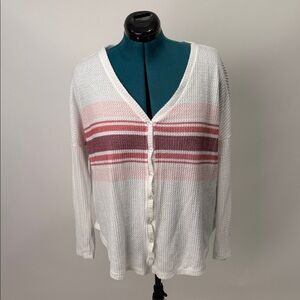 Colsie White Cardigan with Pink and Red Stripes